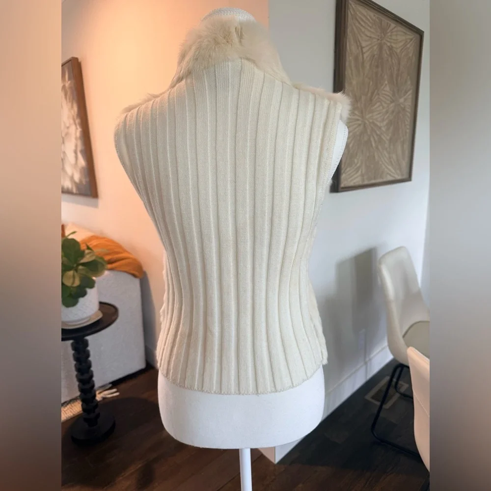 Vintage Real Rabbit Fur Vest | Cream Ivory | Size Small WHBM - Picture 5 of 8